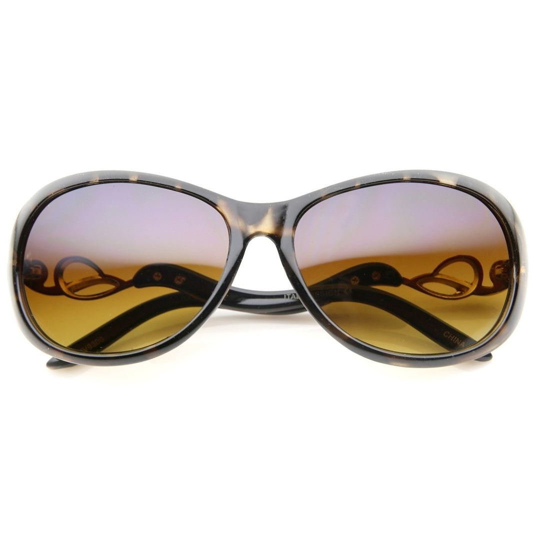 Womens Oversized Sunglasses Metal Temple Rhinestone Accent Gradient Lens 61mm Image 1