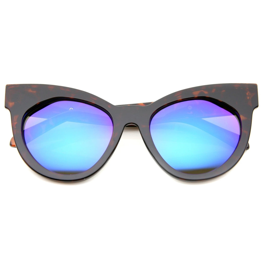 Women's Oversize Chunky Frame Iridescent Lens Cat Eye Sunglasses 55mm Image 1