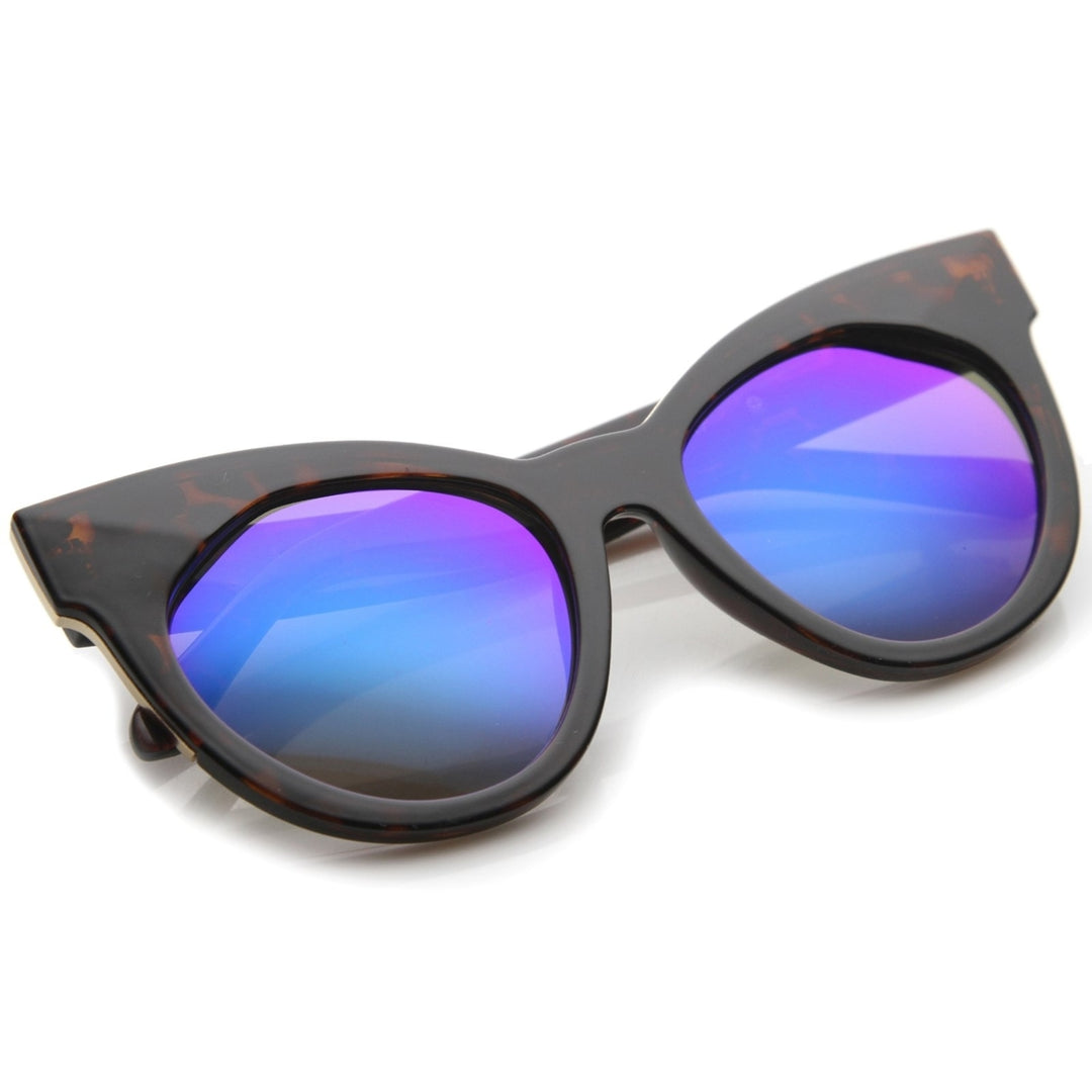 Womens Oversize Cat Eye Sunglasses Chunky Frame Iridescent Lens 55mm UV400 Image 4