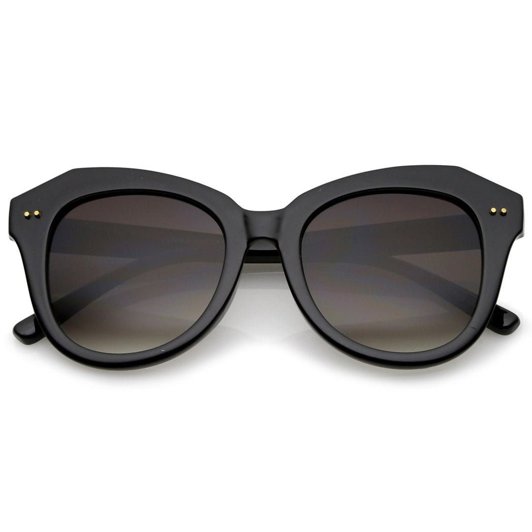 Womens Oversize Horn Rimmed Round Lens Cat Eye Sunglasses 52mm Image 6