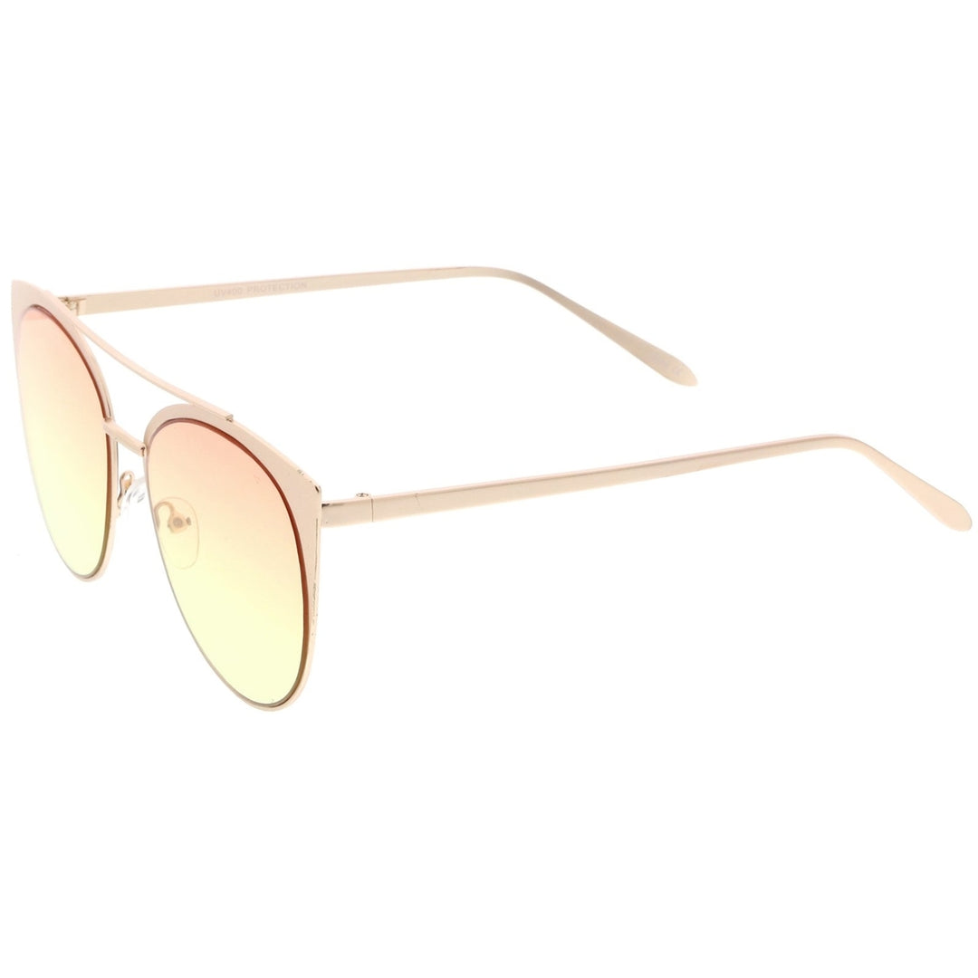 Womens Oversize Metal Crossbar Colored Flat Lens Cat Eye Sunglasses 61mm Image 3