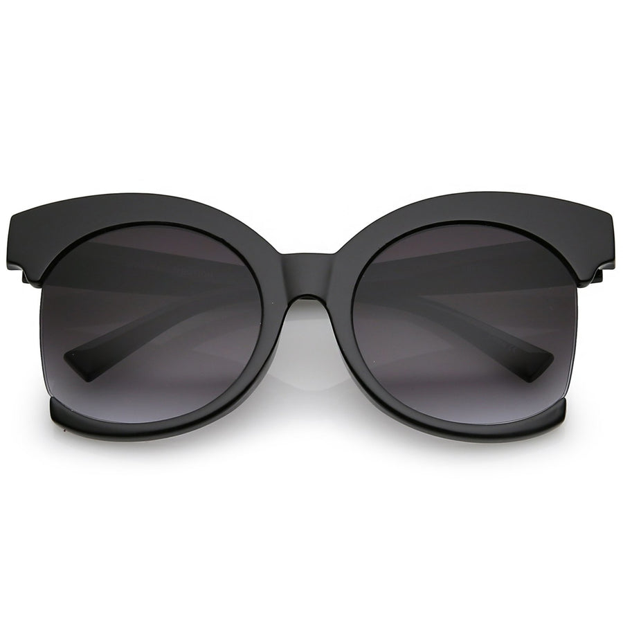 Womens Oversize Semi Rimless Frame Neutral Colored Lens Cat Eye Sunglasses 59mm Image 1