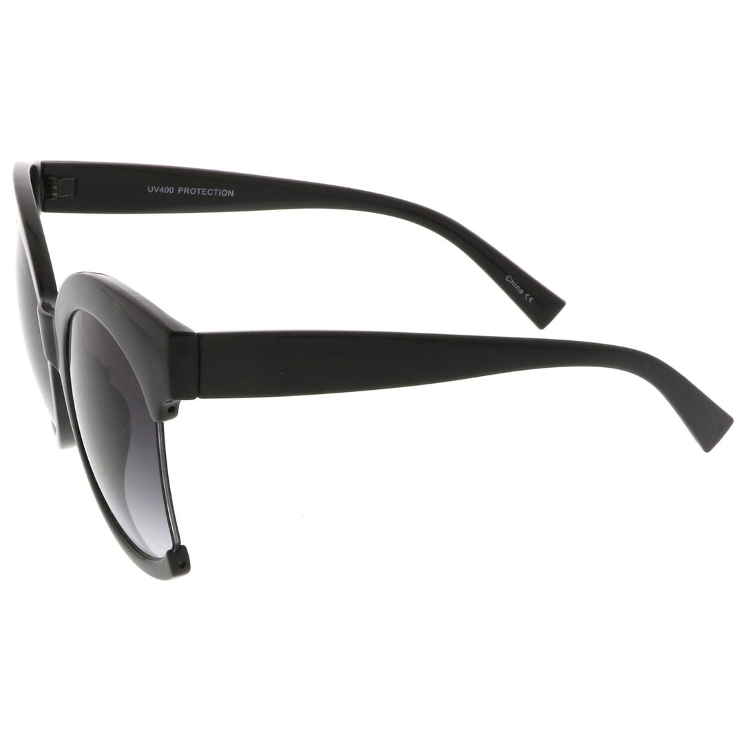 Womens Oversize Semi Rimless Frame Neutral Colored Lens Cat Eye Sunglasses 59mm Image 3