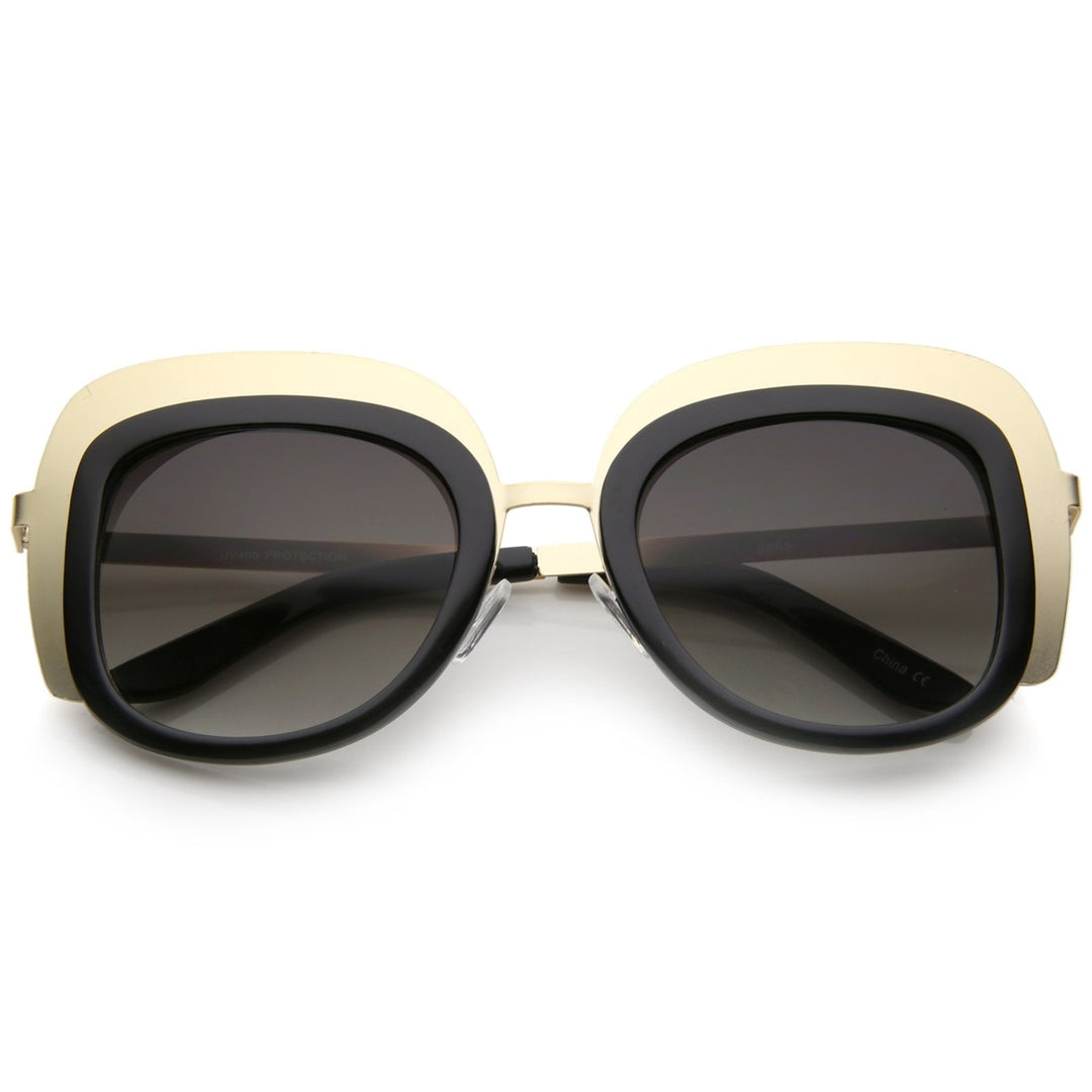 Womens Oversize Two-Tone Metal Frame Border Square Sunglasses 43mm Image 1