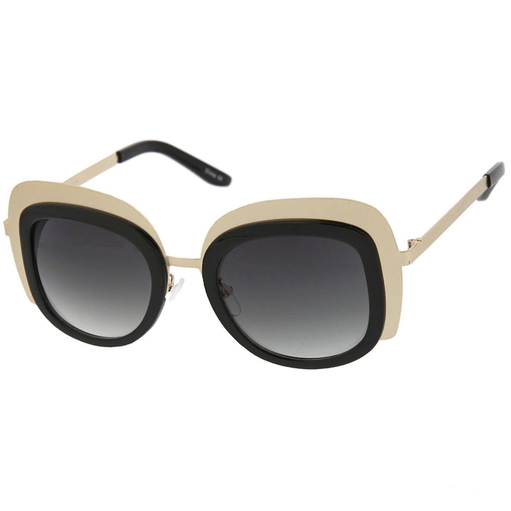 Womens Oversize Two-Tone Metal Frame Border Square Sunglasses 43mm Image 2