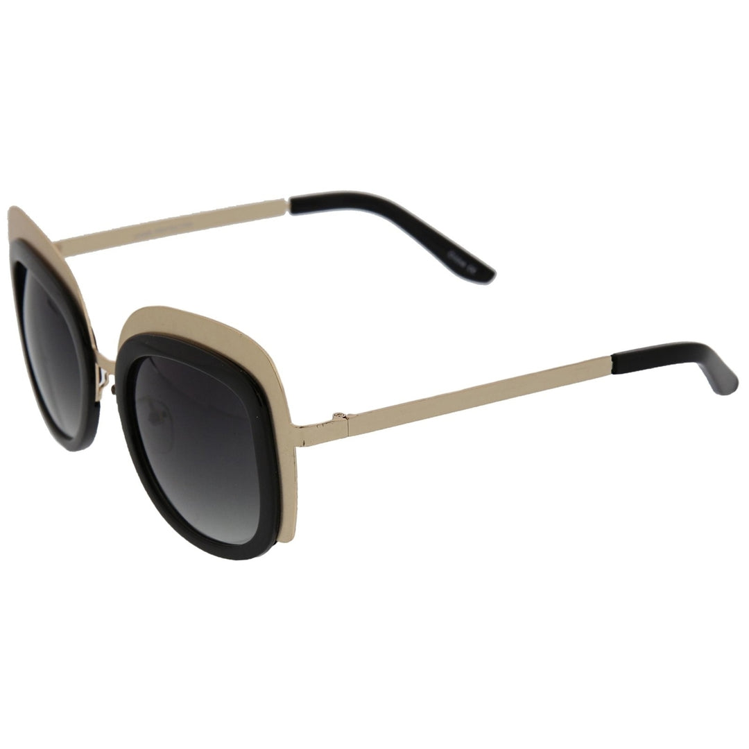 Womens Oversize Two-Tone Metal Frame Border Square Sunglasses 43mm Image 3
