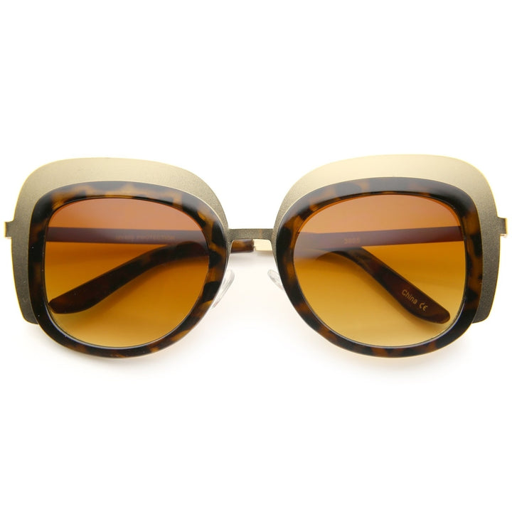 Womens Oversize Two-Tone Metal Frame Border Square Sunglasses 43mm Image 4