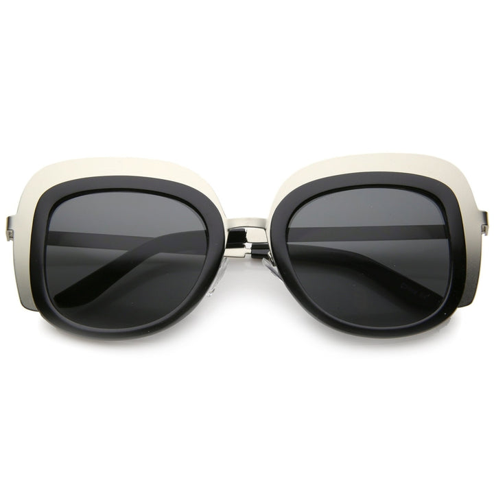Womens Oversize Two-Tone Metal Frame Border Square Sunglasses 43mm Image 6