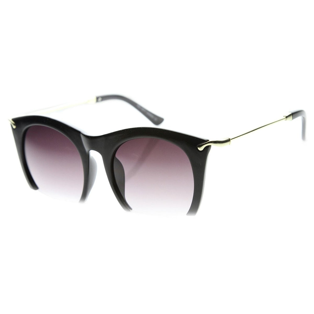 Womens Cateye High Fashion Semi-Rimless Metal Arms Sunglasses Image 2