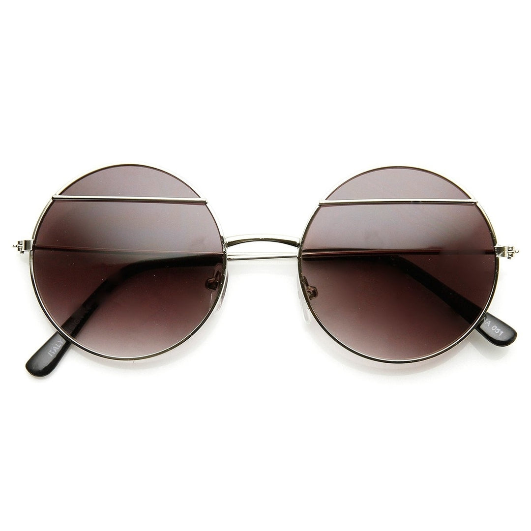 Womens Round Metal Sunglasses Eyelid Lennon Style UV Protection 52mm Lens Image 4