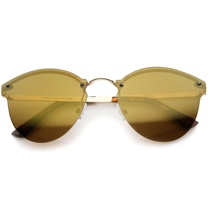 Womens Fashion Iridescent Lens Rimless Metal Temple Cat Eye Sunglasses Image 4