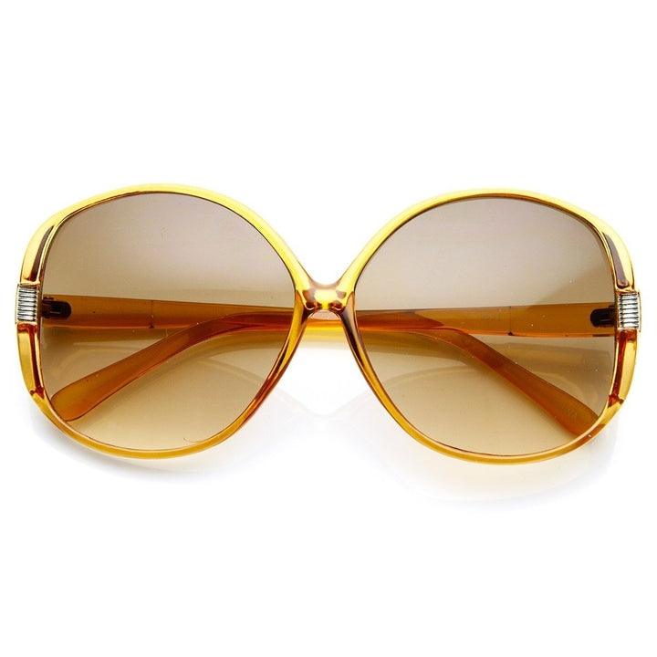 Womens Fashion Metal Accent Round Oversized Sunglasses Image 6