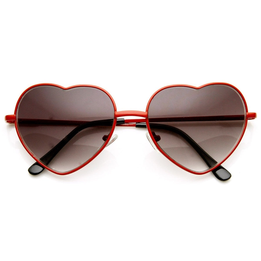 Womens Fashion Thin Metal Cute Heart Shaped Sunglasses Image 1
