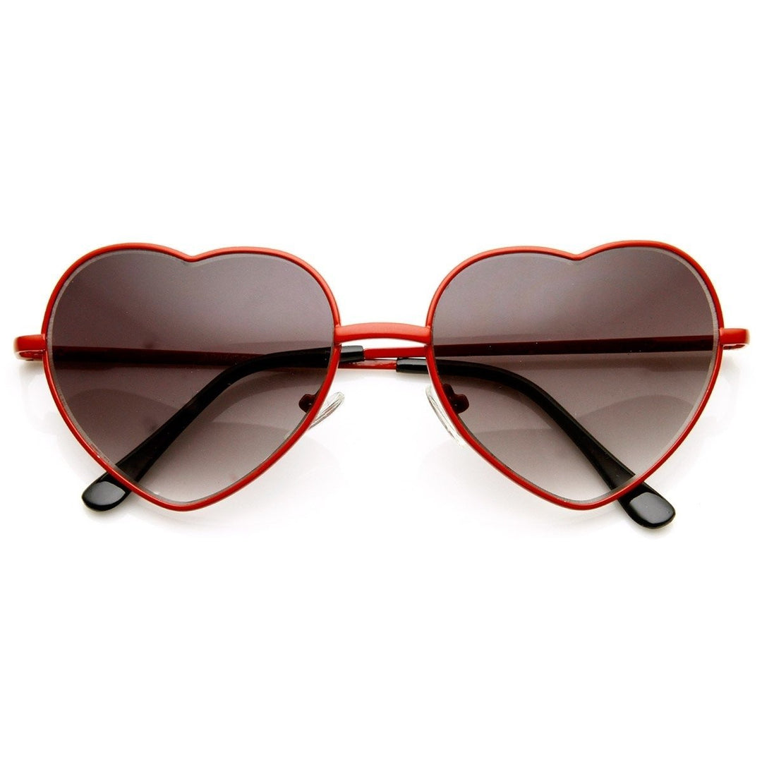 Womens Cute Heart Shaped Sunglasses Thin Metal UV Protection 52mm Lens Width Image 1