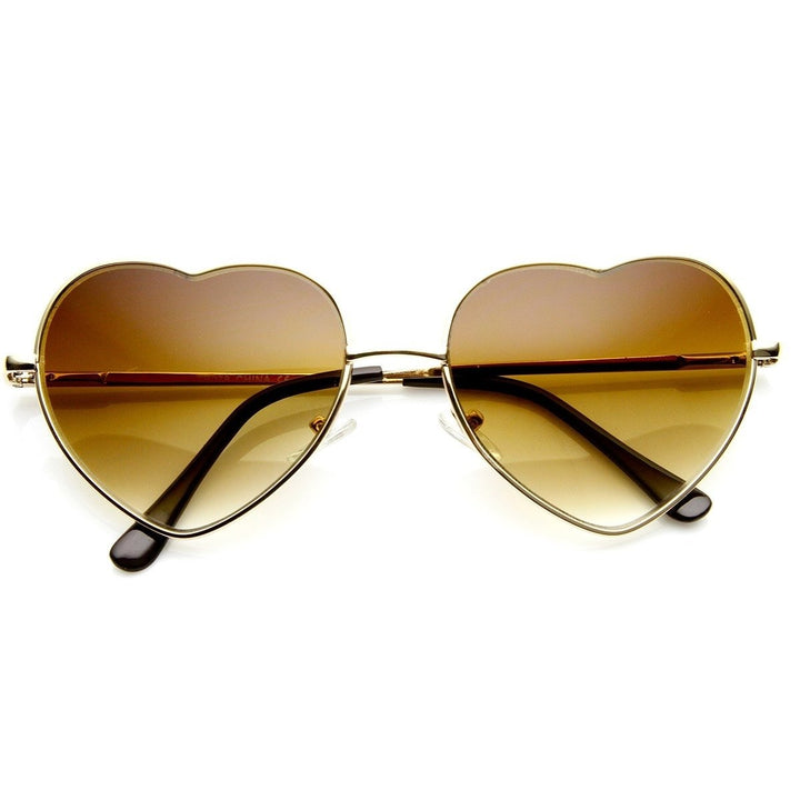 Womens Cute Heart Shaped Sunglasses Thin Metal UV Protection 52mm Lens Width Image 4