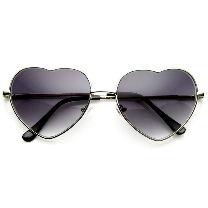 Womens Cute Heart Shaped Sunglasses Thin Metal UV Protection 52mm Lens Width Image 6