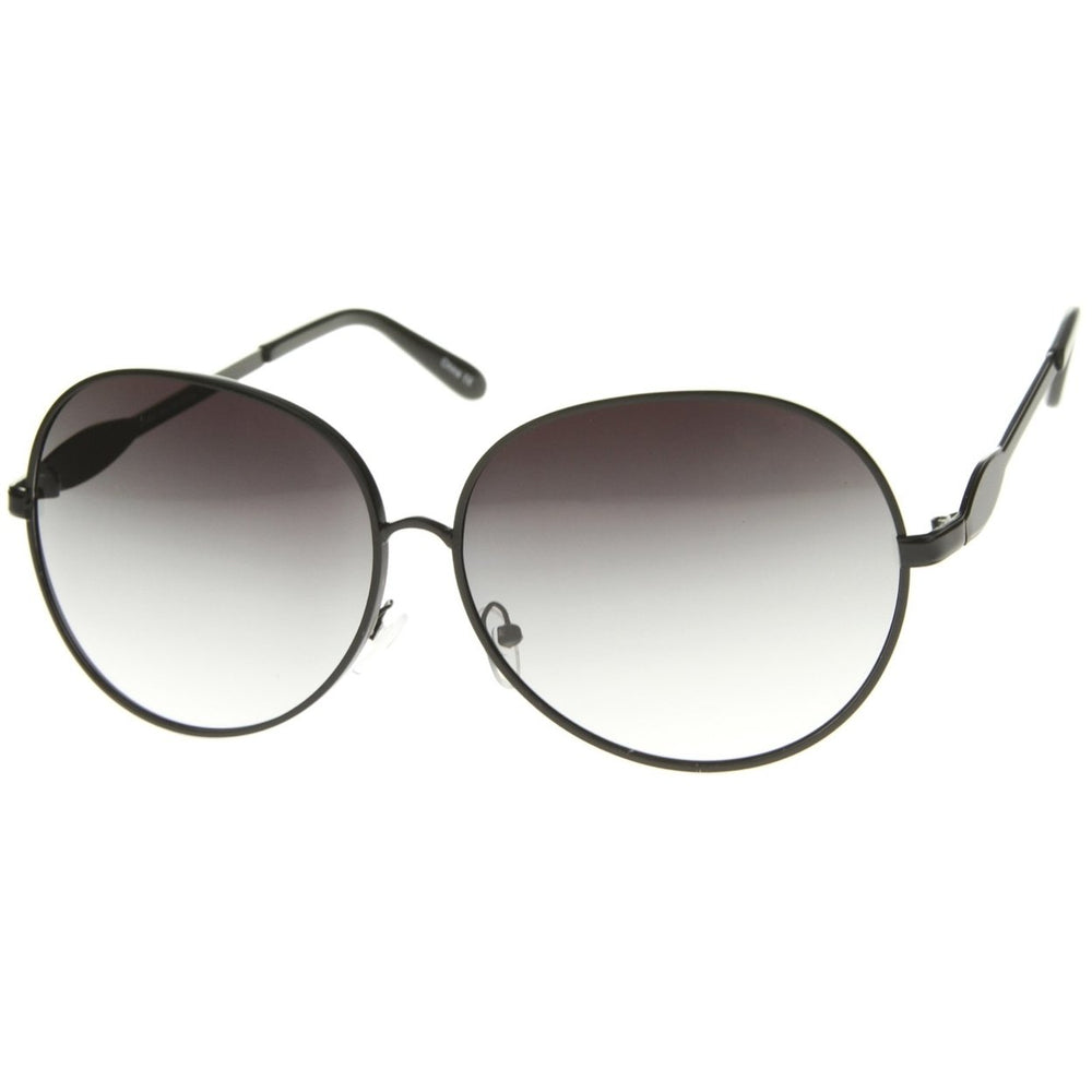 Womens Glam Full Metal Frame Oversized Round Sunglasses 63mm Image 2