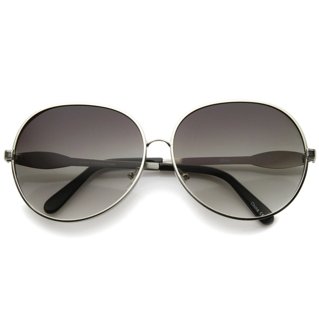 Womens Glam Full Metal Frame Oversized Round Sunglasses 63mm Image 4