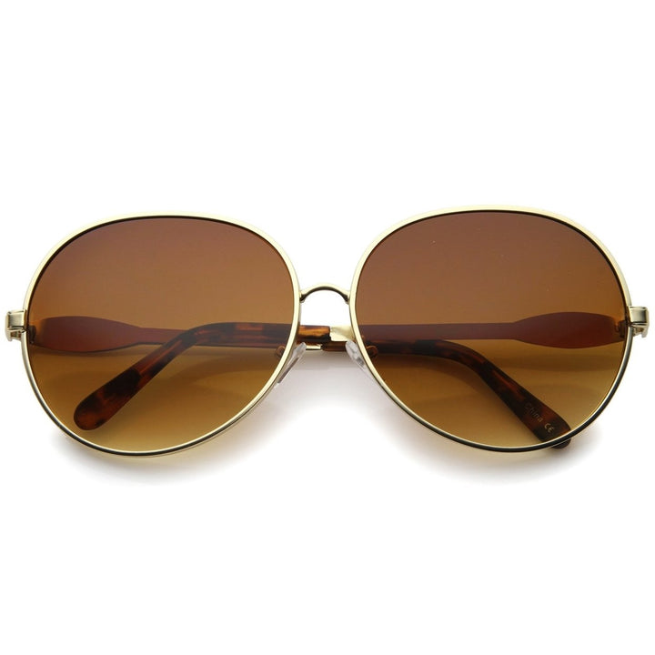 Womens Glam Full Metal Frame Oversized Round Sunglasses 63mm Image 6