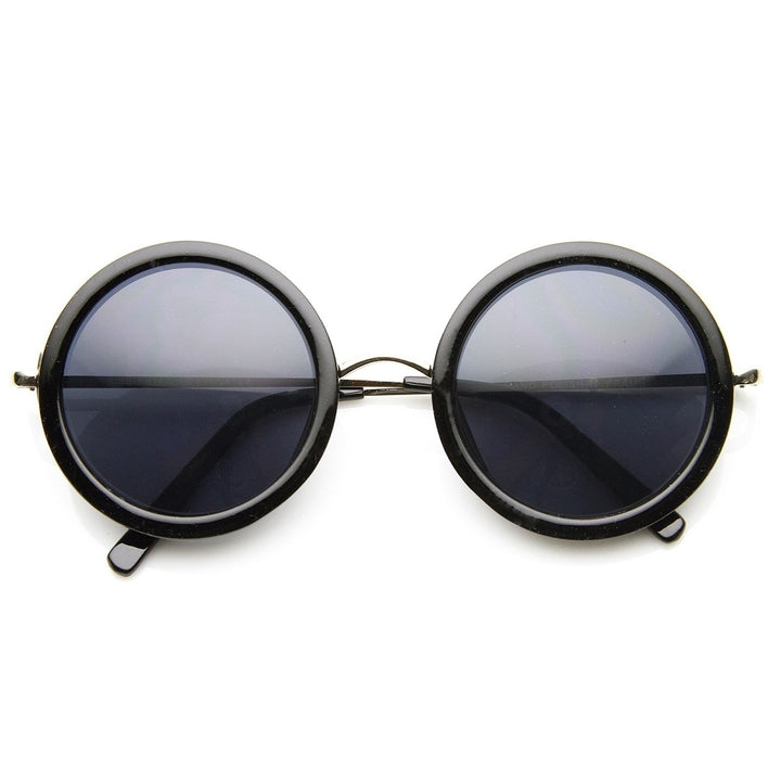 Womens High Fashion Chic Round Circle Sunglasses with Metal Arms Image 4