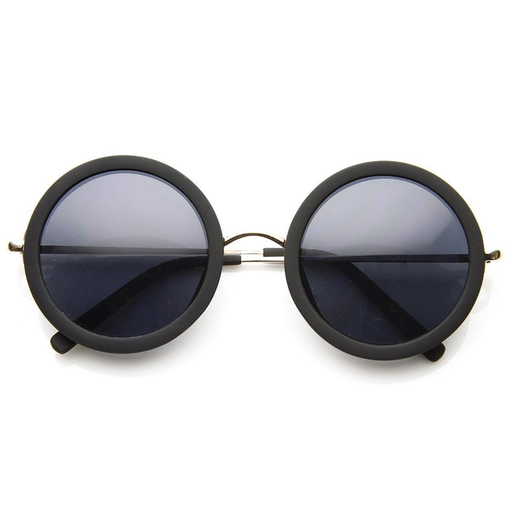 Womens High Fashion Chic Round Circle Sunglasses with Metal Arms Image 6