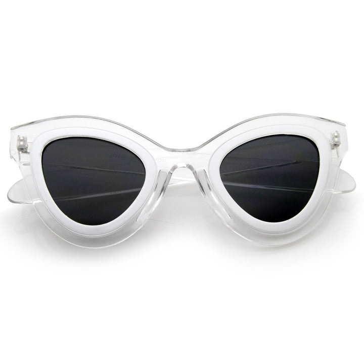 Womens High Fashion Two-Toned Chunky Oversize Cat Eye Sunglasses 42mm Image 1