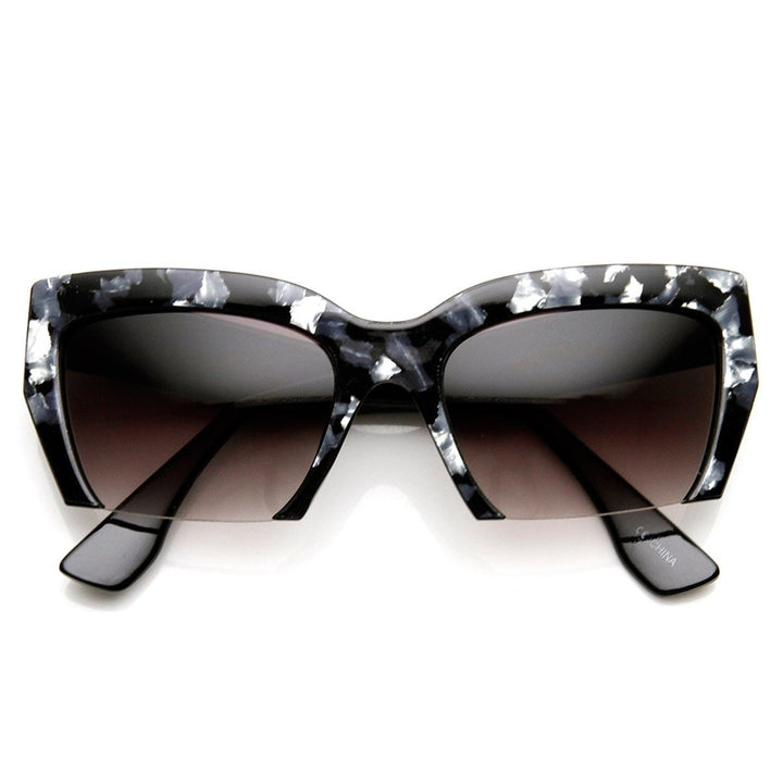 Womens Cat Eye Sunglasses Marbleized Half Frame UV400 Protection Fashion Eyewear Image 4