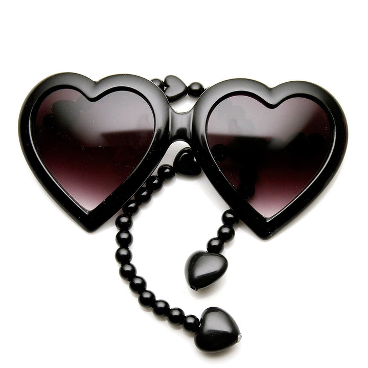 Womens Oversized Heart Shaped Sunglasses with Beaded Temples UV400 Protection Image 6