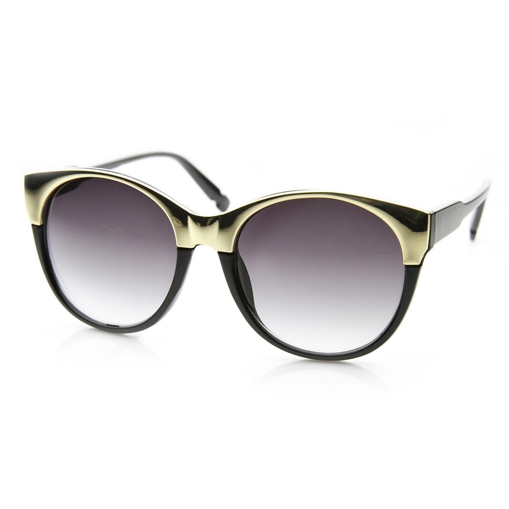Womens Oversized Pointed Gold 2-Tone Cat Eye Sunglasses Image 2