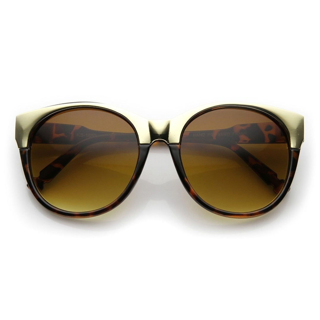 Womens Oversized Gold 2-Tone Cat Eye Sunglasses UV400 Protection Plastic Frame Image 4