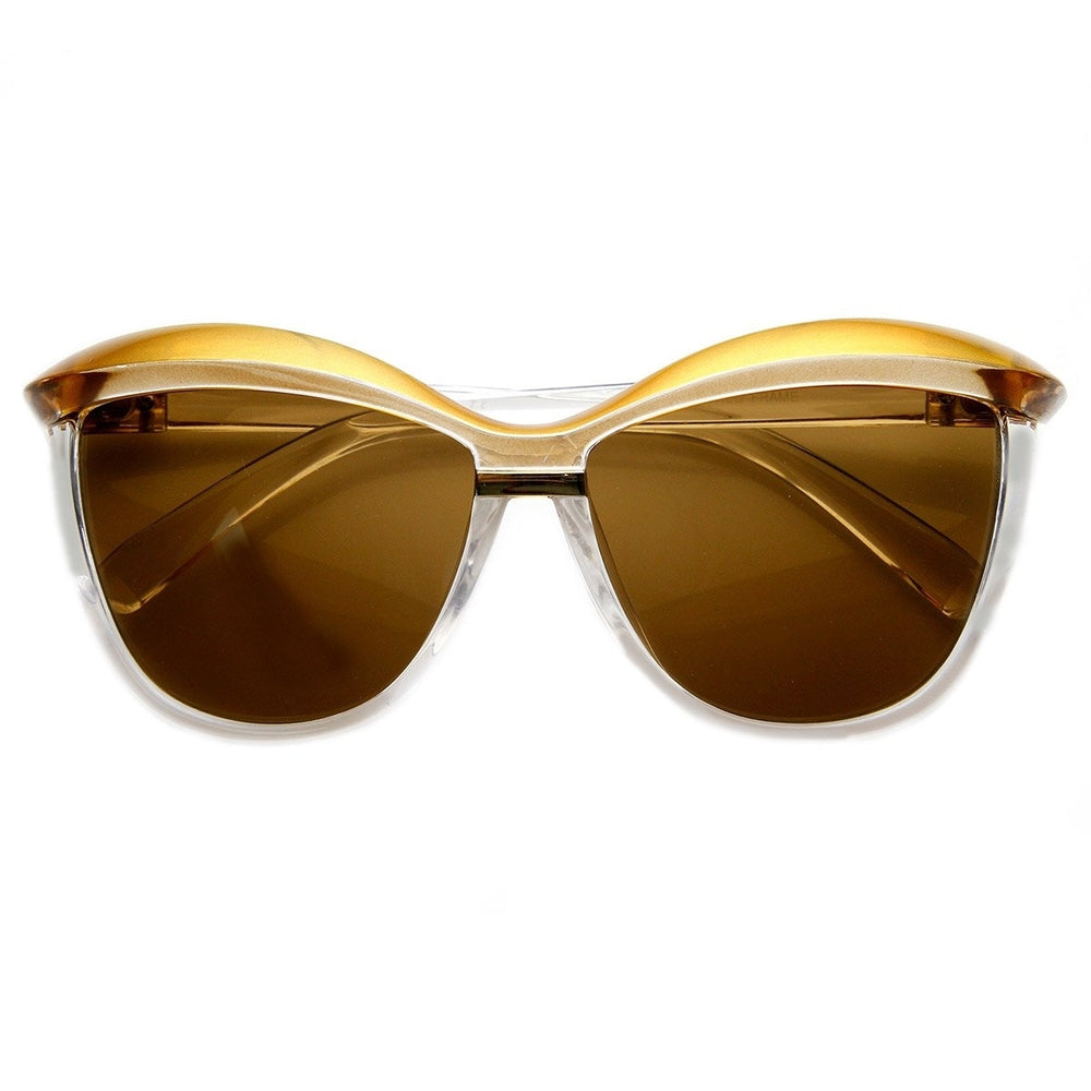 Womens Oversized Two-Tone Fashion Cat Eye Sunglasses Image 2