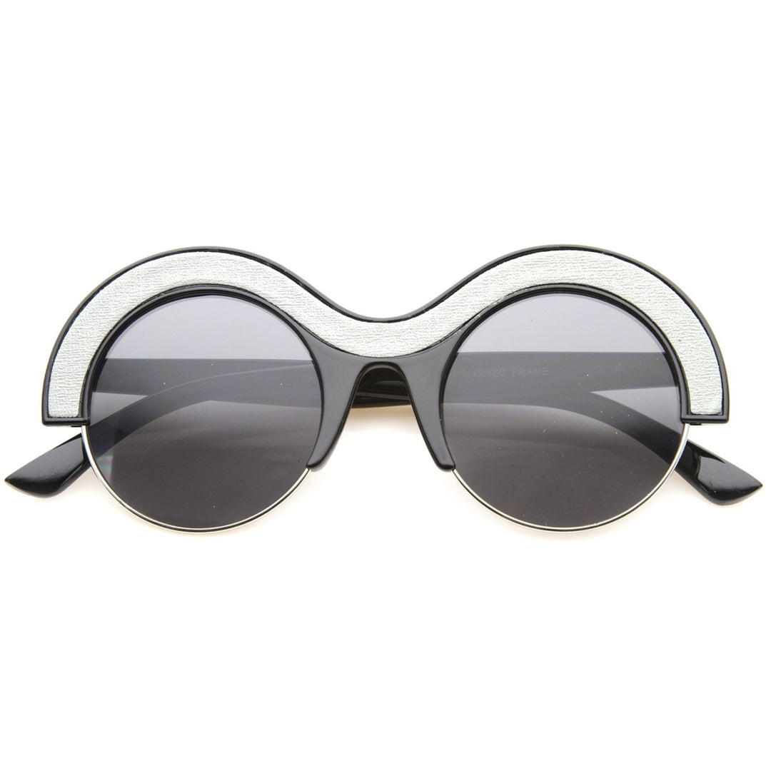 Womens Round Sunglasses With UV400 Protected Mirrored Lens Image 1