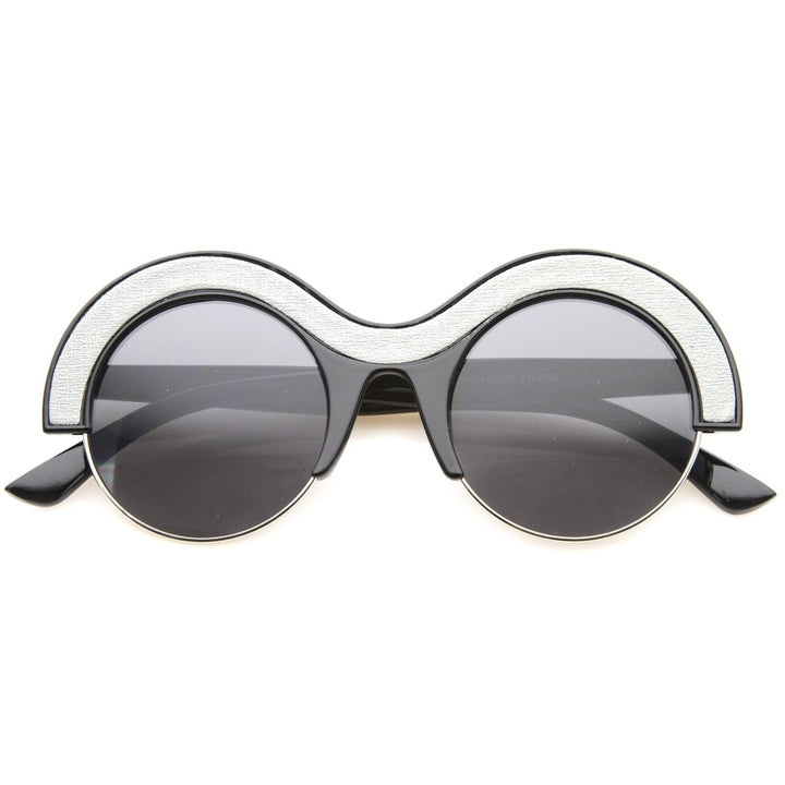 Womens Round Sunglasses With UV400 Protected Mirrored Lens Image 1