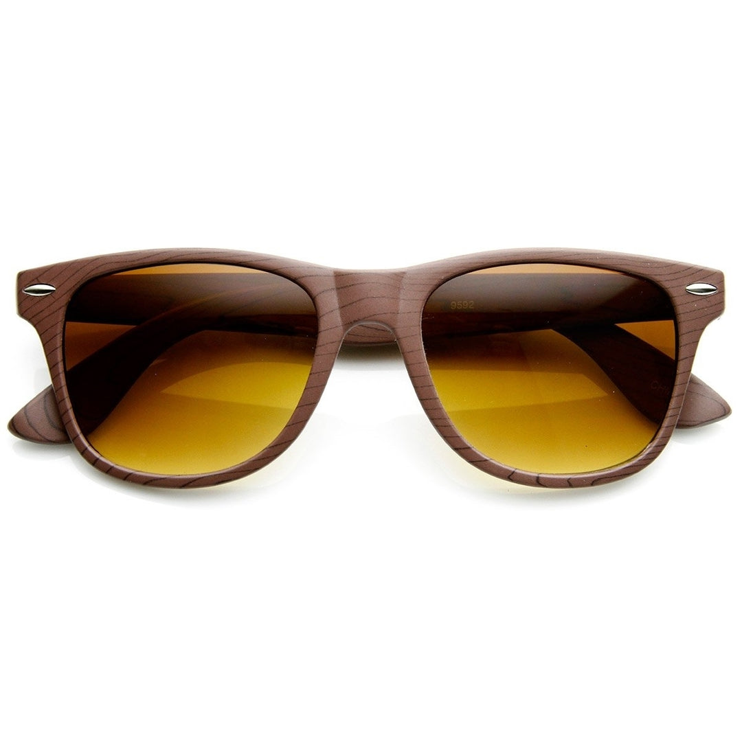Wood Print Artistic Fashion Classic Horn Rimmed Sunglasses Image 1