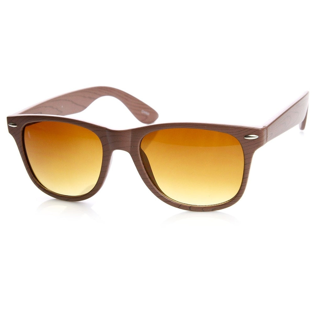 Wood Print Artistic Fashion Classic Horn Rimmed Sunglasses Image 2