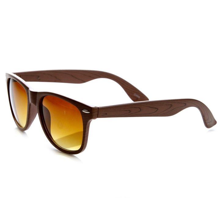 Wood Print Artistic Fashion Classic Horn Rimmed Sunglasses Image 3