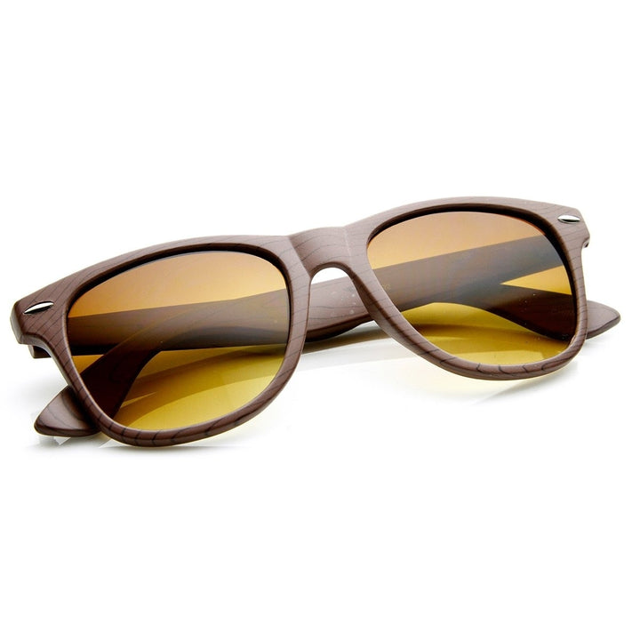 Wood Print Artistic Fashion Classic Horn Rimmed Sunglasses Image 4