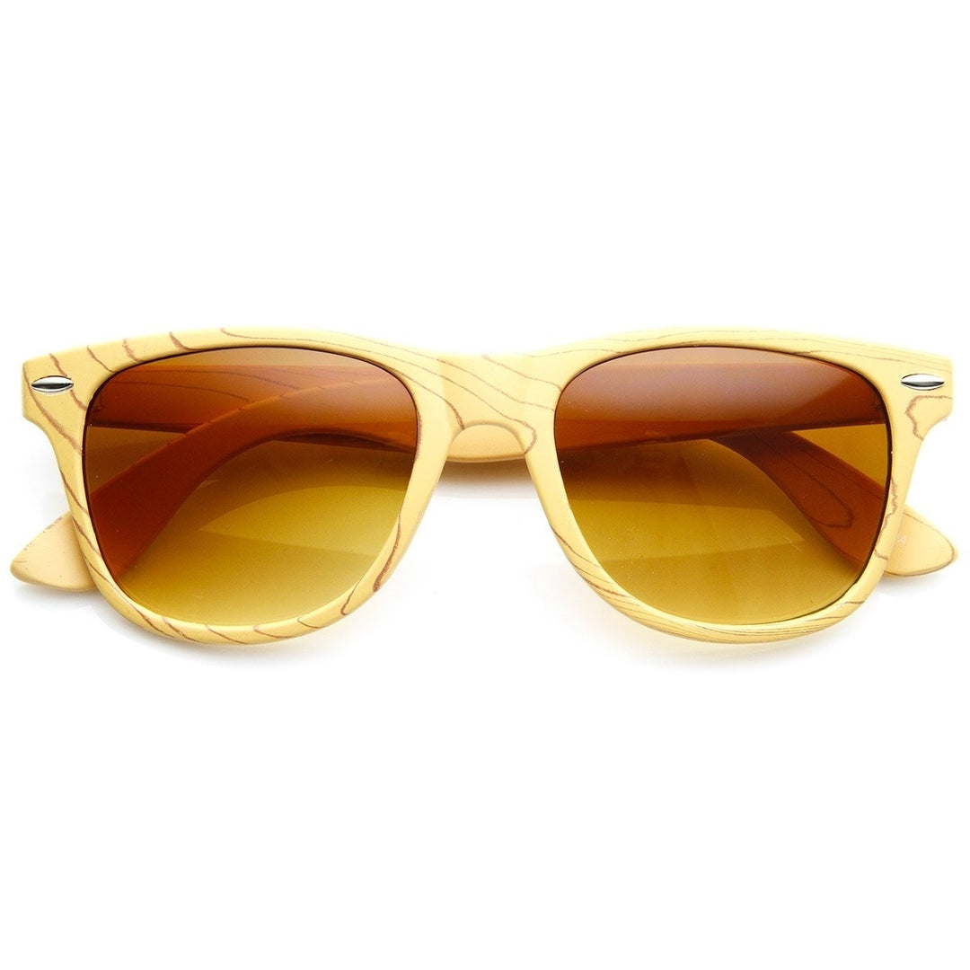 Wood Print Artistic Fashion Classic Horn Rimmed Sunglasses Image 6