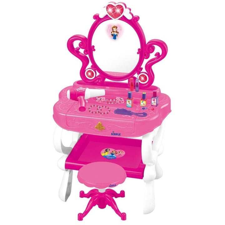 Princess Vanity Set Toy with Piano Keyboard 16 Makeup Accessories Lights Sounds Image 6