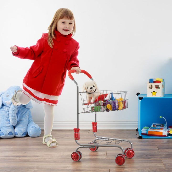 Hey! Play Pretend Grocery Cart Toddler Shopping Cart Pivoting Wheels 23.5" High Image 6