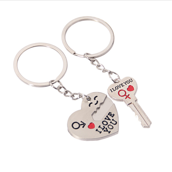 Arrow and I Love You Heart and Key Couple Key Chain Ring Keyring Lover Gift Image 3
