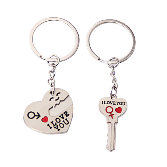 Arrow and I Love You Heart and Key Couple Key Chain Ring Keyring Lover Gift Image 4