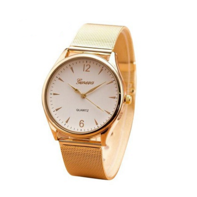 Womens Classic Gold Quartz Stainless Steel Wrist Watch Image 2