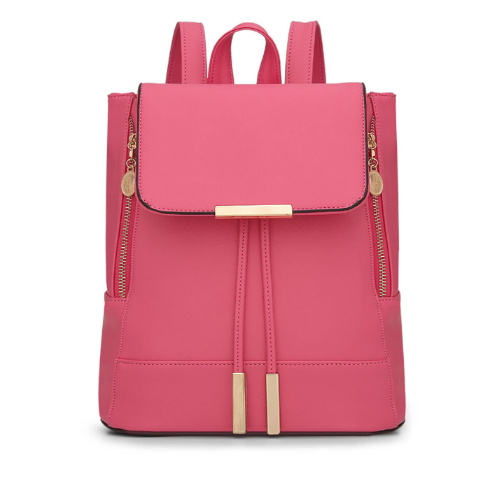 Womens Leather Backpack with Contrasting Zipper Details Image 6
