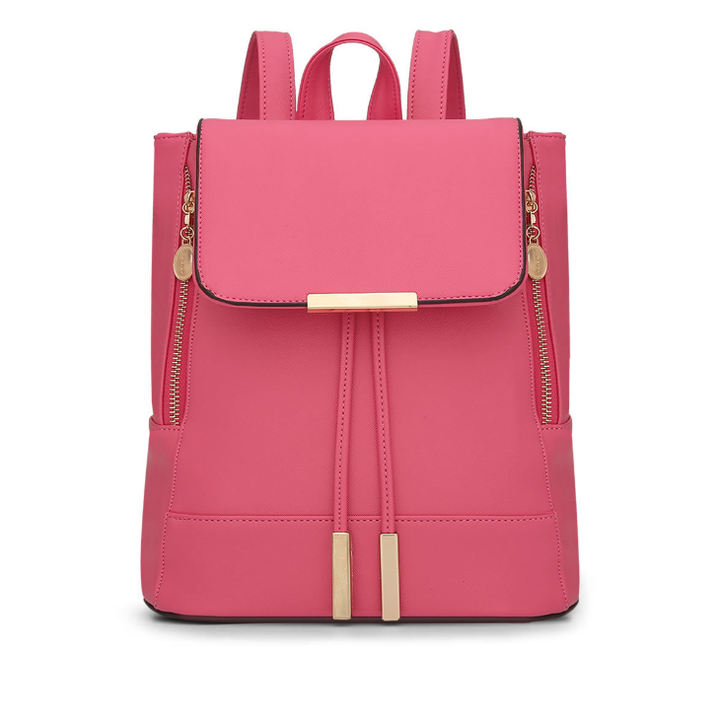 Womens Leather Backpack with Contrasting Zipper Details Image 1