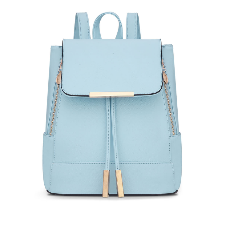 Womens Leather Backpack with Contrasting Zipper Details Image 3