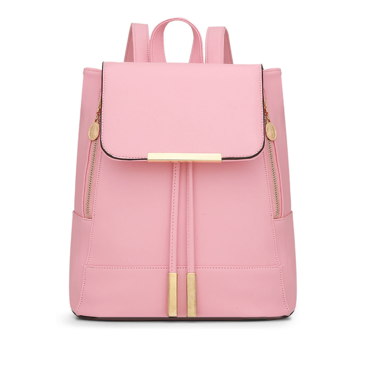 Womens Leather Backpack with Contrasting Zipper Details Image 2