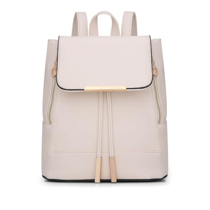 Womens Leather Backpack with Contrasting Zipper Details Image 1