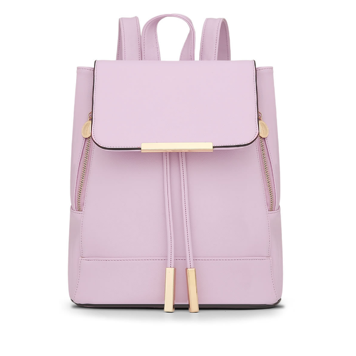 Womens Leather Backpack with Contrasting Zipper Details Image 4