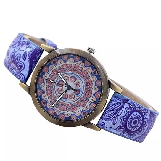 Pretty Patterns Watch With Henna Style Belt And Mandala Dial Image 1